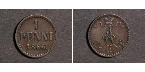 1 Penny Granducato di Finlandia (1809 - 1917) Rame Alessandro II (1818-1881)