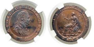 1 Penny Regno Unito di Gran Bretagna (1707-1801) Rame Giorgio III (1738-1820)