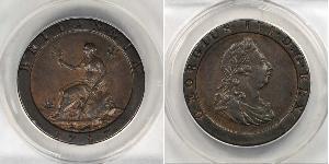 1 Penny Regno Unito di Gran Bretagna (1707-1801) Rame Giorgio III (1738-1820)