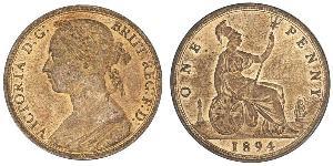 1 Penny 大不列颠及爱尔兰联合王国 (1801 - 1922) 銅 维多利亚 (英国君主)