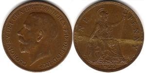 1 Penny 大不列颠及爱尔兰联合王国 (1801 - 1922) 青铜 乔治五世  (1865-1936)
