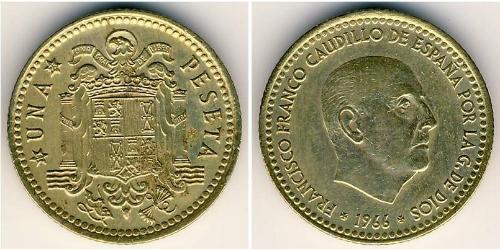 1 Peseta Francoist Spain (1936 - 1975) Alluminio/Bronzo Francisco Franco(1892 – 1975)