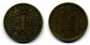 1 Peseta Dictadura de Francisco Franco (1936 - 1975) Aluminio/Bronce 