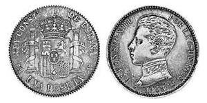 1 Peseta Kingdom of Spain (1874 - 1931) Argent Alfonso XIII of Spain (1886 - 1941)