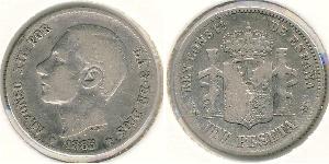 1 Peseta Kingdom of Spain (1874 - 1931) Argent 