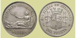 1 Peseta Première République espagnole (1873 - 1874) Argent 