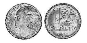 1 Peseta Seconde République Espagnole (1931 - 1939) Laiton 