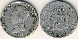 1 Peseta Kingdom of Spain (1874 - 1931) Plata 