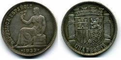 1 Peseta Zweite Spanische Republik (1931 - 1939) Silber 