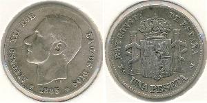 1 Peseta Kingdom of Spain (1874 - 1931) Silver 