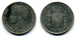 1 Peseta Kingdom of Spain (1874 - 1931) 銀 阿方索十三世 (1886 - 1941)