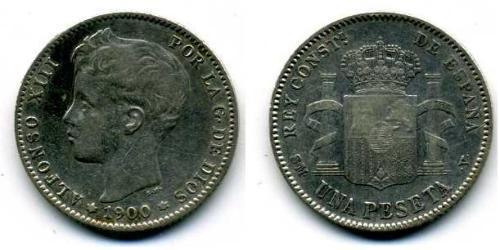 1 Peseta Kingdom of Spain (1874 - 1931) 銀 阿方索十三世 (1886 - 1941)