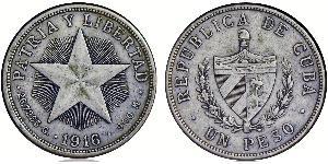 1 Peso Cuba (1898 - ) Argent 