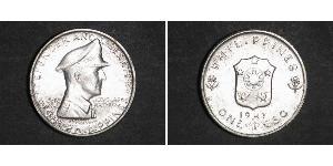 1 Peso Filippine Argento Douglas MacArthur (1880 - 1964) 