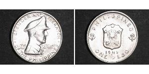1 Peso Filippine Argento Douglas MacArthur (1880 - 1964) 
