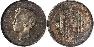 1 Peso Porto Rico Argento Alfonso XIII of Spain (1886 - 1941)