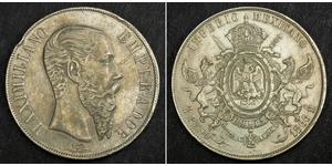1 Peso Secondo Impero Messicano (1864 - 1867) Argento Maximilian I of Mexico (1832 - 1867)