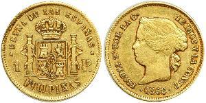 1 Peso Philippines Gold Isabella II of Spain (1830- 1904)