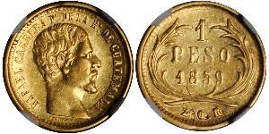 1 Peso República de Guatemala (1838 - ) Gold José Rafael Carrera Turcios