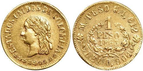 1 Peso United States of Colombia (1863 - 1886) Gold 