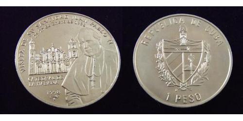 1 Peso Cuba (1898 - ) Níquel/Cobre John Paul II (1920 - 2005)