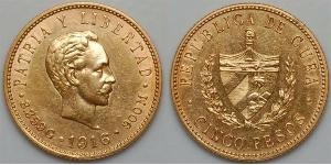 1 Peso Cuba (1898 - ) Or 