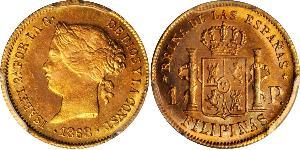 1 Peso Philippines Or Isabella II of Spain (1830- 1904)