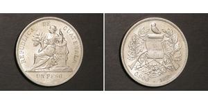 1 Peso Guatemala (1838 - ) Plata 