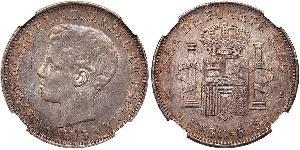 1 Peso Puerto Rico Plata Alfonso XIII of Spain (1886 - 1941)