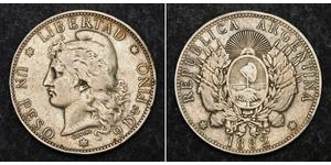 1 Peso República Argentina (1861 - ) Plata 