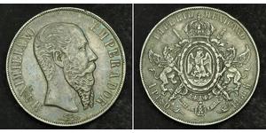 1 Peso Segundo Imperio Mexicano (1864 - 1867) Plata Maximilian I of Mexico (1832 - 1867)