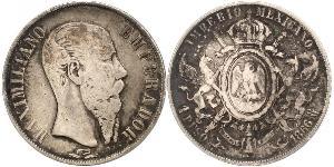 1 Peso Segundo Imperio Mexicano (1864 - 1867) Plata Maximilian I of Mexico (1832 - 1867)