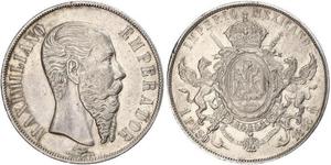 1 Peso Segundo Imperio Mexicano (1864 - 1867) Plata Maximilian I of Mexico (1832 - 1867)