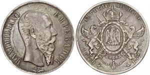 1 Peso Segundo Imperio Mexicano (1864 - 1867) Plata Maximilian I of Mexico (1832 - 1867)