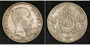 1 Peso Segundo Imperio Mexicano (1864 - 1867) Plata Maximilian I of Mexico (1832 - 1867)