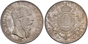 1 Peso Segundo Imperio Mexicano (1864 - 1867) Plata Maximilian I of Mexico (1832 - 1867)