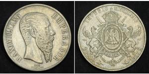 1 Peso Segundo Imperio Mexicano (1864 - 1867) Plata Maximilian I of Mexico (1832 - 1867)