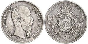 1 Peso Segundo Imperio Mexicano (1864 - 1867) Plata Maximilian I of Mexico (1832 - 1867)