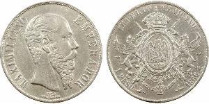 1 Peso Segundo Imperio Mexicano (1864 - 1867) Plata Maximilian I of Mexico (1832 - 1867)