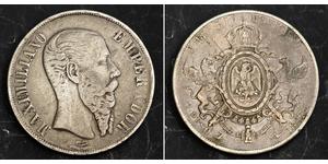 1 Peso Segundo Imperio Mexicano (1864 - 1867) Plata Maximilian I of Mexico (1832 - 1867)