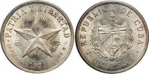 1 Peso Cuba (1898 - ) Silber 