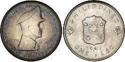 1 Peso Philippinen Silber Douglas MacArthur (1880 - 1964) 
