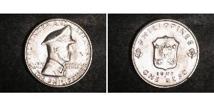 1 Peso Philippinen Silber Douglas MacArthur (1880 - 1964) 