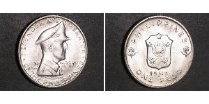 1 Peso Philippinen Silber Douglas MacArthur (1880 - 1964) 