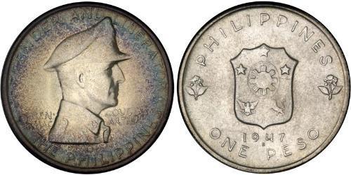 1 Peso Philippinen Silber Douglas MacArthur (1880 - 1964) 