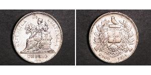 1 Peso República de Guatemala (1838 - ) Silber 