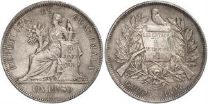 1 Peso República de Guatemala (1838 - ) Silber 