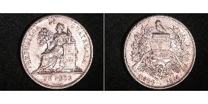 1 Peso República de Guatemala (1838 - ) Silber 