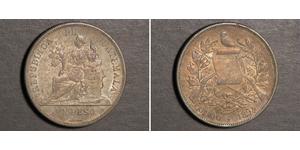 1 Peso República de Guatemala (1838 - ) Silber 