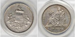 1 Peso República de Guatemala (1838 - ) Silber 